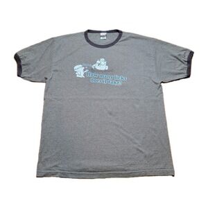 Y2K 2005 Mr. Owl How Many Licks Tootsie Pop Ringer T Shirt Brown XL TNT